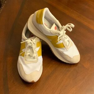 New Balance White and Yellow Athletic Shoes